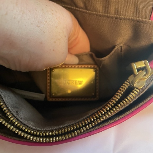 J. CREW HANDBAG TILLARY PURSE NEON HOT PINK LEATHER CROSSBODY FLAP BAG  CLUTCH - Picture 10 of 16